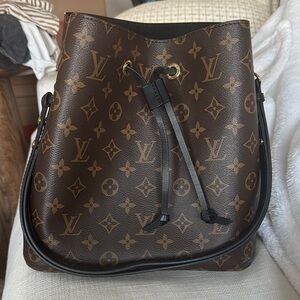 Louis Vuitton Brown and Black Shoulder Bag with Monogram Canvas
